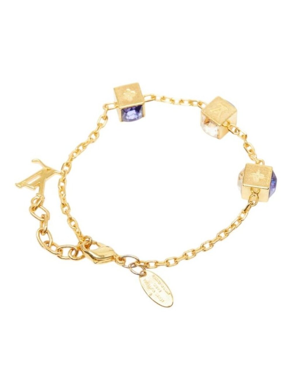 ★SOLD★ Louis Vuitton Bracelet Gambling Gold Blue Plated Swarovski - Picture 2 of 6